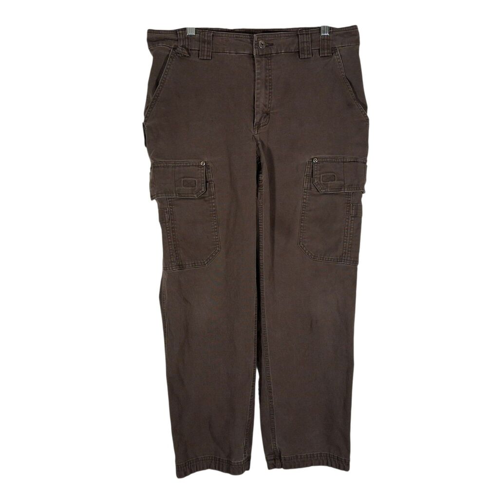 Duluth Trading Co Flex Fire Hose cargo pants mens 34x30 brown trim fit stretch